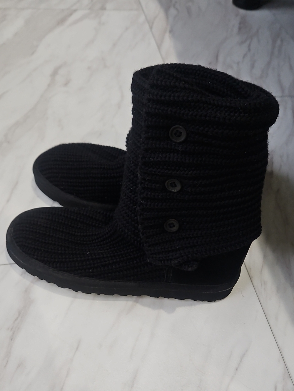 Ugg Women's Black Knit Button-Accent Boot